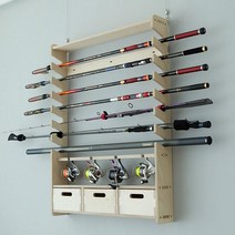 자작나무 서랍형 로드거치대 낚싯대 진열장