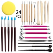 우드카빙키트 24 조각 도자기 점토 다기능 도구 세트 칼 알약 스틱 들여 쓰기 펜 나이프, 01 24sets of clay tools