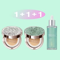 [쿠션15g+쿠션15g+앰플50ml] 1+1+1 트윙클라 시카 퍼펙트 그린 카밍 앰플 + 풀커버 주얼리 쿠션 21호 23호 [복합 피부 추천 쿠션], 1개, 실버다이아글리터17호+에메랄드17호(복합)+앰플