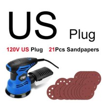 샌딩기 무선샌딩기 샌더기 300W 샌딩기 오비탈 샌더 21Pcs 125mm 샌드페이퍼 포함 강력한 집진 광택기 PROS, 04 US 110-120V