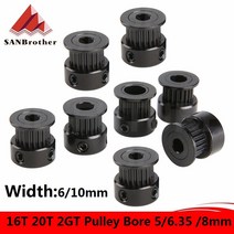 GT2 블랙 타이밍 풀리 20 톱니 16 바퀴 보어 5mm 8mm 알루미늄 기어 너비 6mm 10mm 3D 프린터 부품, [07] 20T W10 Bore 8mm