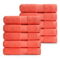 [코튼앨리] 코마사 180g 라인보더 호텔수건, 스칼렛, 10장