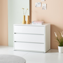 [라인퍼니쳐] 니드 3단 800서랍장 화이트 볼레일 서랍장