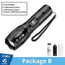 슈퍼파워led라이트 초강광led손전등 초미니랜턴 Shustar led 손전등 울트라 5, 패키지 b, l2-중간 밝기
