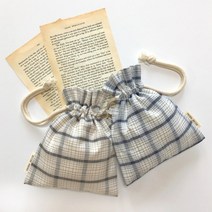 구월의 복주머니 조리개 스트링 면 미니 화장품파우치