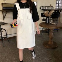 블랙나시원피스 데님 멜빵 여성 빅사이즈 와이드 루즈핏 학원 무드 소흑 작은 키 슬림핏 3877343668