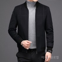 중년 남성 체크 패턴 모직 자켓 카라없는 클래식 집업 재킷 40대 50대 아빠 직장인