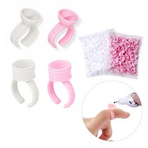 100PCS 흰색/핑크 속눈썹 연장 일회용 글루링 / 글루 반지 / 링컨테이너, 화이트