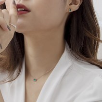 체루 실버925 엔티크 직사각 그린 오닉스 원석 은 목걸이 핑크골드도금