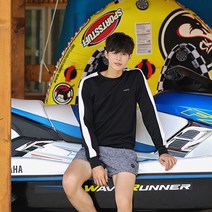 7일간의 휴가 어디에 있었니 남성 래쉬가드 [~2XL], 블랙