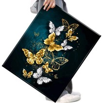 FASEN 3D 캔버스형 보석십자수 DIY 액자 키트 40 x 50 CM, 1세트, FE13.나비요