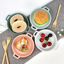 에스케이리빙 플레이팅 디저트 접시 대 소 4p set, 대 4p, 카키그린, 4개