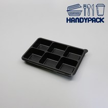 반찬 다용도 배달 용기 샐러드 직사각 블랙 6칸 반찬용기 포장 100개