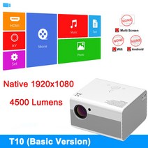 빔 프로젝터 salange t10 full hd 1080p mini led proyector native 1920x1080 4500 lumens android home, 협력사, 기본 버전, au 플러그