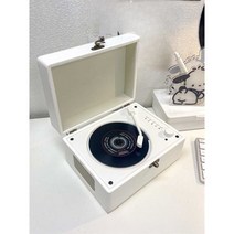 턴테이블 휴대용 블루투스 오디오 디스크 스피커, 흰색 플러그인 모델 + 리모콘 + 무료 CD 디스크 (