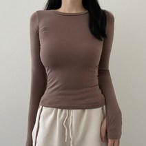 VANANA2 여성 데일리 워머 긴팔 기모 라운드 슬림 티셔츠 10color
