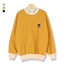 오마보이 남성용 테디베어 자수 모직 요꼬 맨투맨