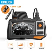 고성능 ENWOR 45 인치 산업용 내시경 듀얼 카메라 IPS 스크린 세미 리지드 케이블 IP68 방수 렌즈 검사 보어스코프 55mm, [01] Dual 55mm, 01 Dual 5.5mm_03 10m