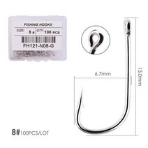 100 개상자 가시 낚시 후크 바다 웜 잉어 단일 서클 후크 세트 플라이 낚시 액세서리 태클 탄소 철강 Fishhook, 사이즈 8 100pcs