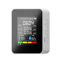 이산화탄소 복합가스 co2 가스 측정기 경보기 실내 공기질 모니터 이산화탄소 감지기 hcho tvoc 테스터 5-in-1 대기 오염 이산화탄소 감지기, 하얀