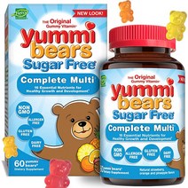 [애플파다] Yummi Bears 슈가 프리멀티비타민 및 비타민 구미 어린이용 60개 플레인 베어, [01] 멀티비타민