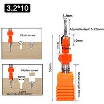 뿌레카 1pc 8mm 생크 HSS 목공 카운터 라우터 비트 나사 추출기 레몬 철거 밀링 커터 코어 드릴, 06 8x3.2x10