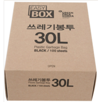 그린팩코리아 이지박스 쓰레기봉투 블랙, 30L, 100개입