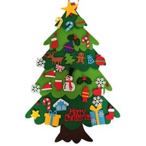 [크리스마스펠트] DIY 펠트 크리스마스 트리 나무 만들기 KC인증 - 셀프 부직포 트리 전구 장식 어린이 벽트리, 3단트리