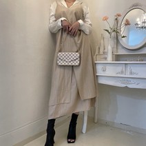 뷔스티에원피스 OPS 앞트임 롱 스트링끈 봄가을 코디 데일리 베이지