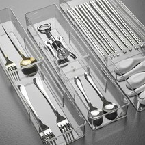 내맘대로 칸조절 투명 수저함 서랍 숟가락 포크 젓가락 정리 분리 정리함, 1개, 04.투명칸조절/와이드_L