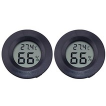 POPETPOP 2Pcs Reptiles Digital Thermometer Hygrometer Round Shaped Temperature Humidity Meter for L, 1