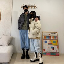 올겨울 고급 커플 패딩 웰론 오버핏 남자 숏 패딩 역시즌 시밀러룩