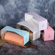 롤케익 캐리어 컵케익 조각케익 반달 투명손잡이 10매, 블루, 직사각형판