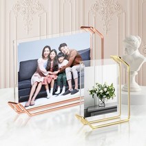리브리움 탁상액자 가족사진 결혼 투명아크릴 틀 제작, van3009 골드 대