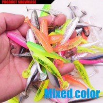 10 개/몫 낚시 Jig 75 미리메터 50 미리메터 Easy 두 번 색 실리콘 인공 미끼 잉어베이스 태클, 70mm 2g, j