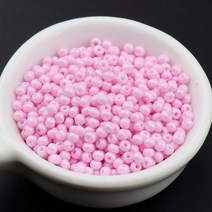 5PCS 초우량 3mm 실색 하이라이터 불투명 유리 실색 미주 DIY 비즈 태슬 헤어 비녀 자수 비즈 액세서리, ZGK03 라이트핑크, 울트라펄3mm10g약330개