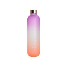 시간 마커가있는 1L 물병 32 OZ 동기 부여 재사용 가능한 피트니스 스포츠 야외 여행 Leakproof BPA Free F, 05 Purple Orange