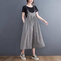 여성 와이드핏 린넨 멜빵 점프수트 하늘비즈 C10 M989S288
