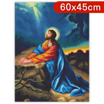 블링블링 캔버스 액자형 보석십자수 60x45cm 해바라기 부엉이 금전수 DIY 세트 비즈 큐빅 대형, 1세트, CV-039 (겟세마네의기도)