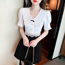 반팔 레이스 프렌치 블라우스