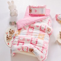 유아 낮잠 아기 알러지 이 솜 이불 3종 세트 사계절 입원 전용 6 7종 침구, 01 엘리스토끼