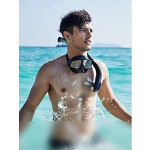 센터스노클 실리콘 수영장 수영 호흡 스노클 스노클링, 레이크 블루 + 블랙 스노클링