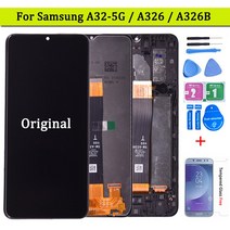삼성 호환 갤럭시 A32 5G A326 용 LCD 프레임 터치 스크린 디지타이저 SM-A326B A326B DS 디스플레이 6.5 인치, A326U No frame