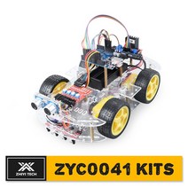 홈자동화모듈 4WD 스마트 로봇 자동차 자동화 키트 아두이노 프로그래밍 전자 훌륭한 재미 교육용 풀 버전 세트 e-수동 및 코드, [01] ZYC0041 Robot Kit