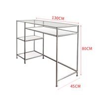 유리 책상 스테인레스 컴퓨터 테이블 북유럽 메이크업 스토리지 거실 가구, 아니요, 7 4단 테이블(유리1개 + 화이트보드 3개)