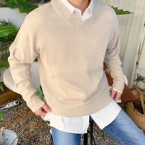 [맨드리]샤이 오버핏 브이넥 니트