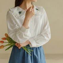 로빈스 플라워자수 카라블라우스