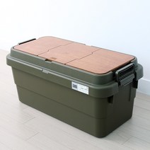 켐포바니 캠핑 수납 트렁크 카고 박스 70L   우드상판, 카키(카고 박스)