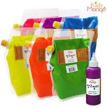 망고컬러 크림물감 리필형 1000ml 형광6색 핑거페인팅물감/망고컬러물감/촉감놀이/오감놀이/유아물감/키즈망고, 망고컬러 리필형 핑크 1000ml 1통