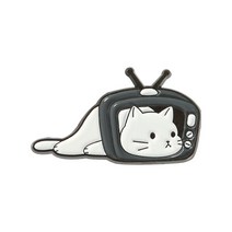 재활용 가능 빈 에나멜 핀 고양이 브로치 귀여운 북극곰 텔레비전 종이 상자 금속 배지 동물 보석 여성 도매